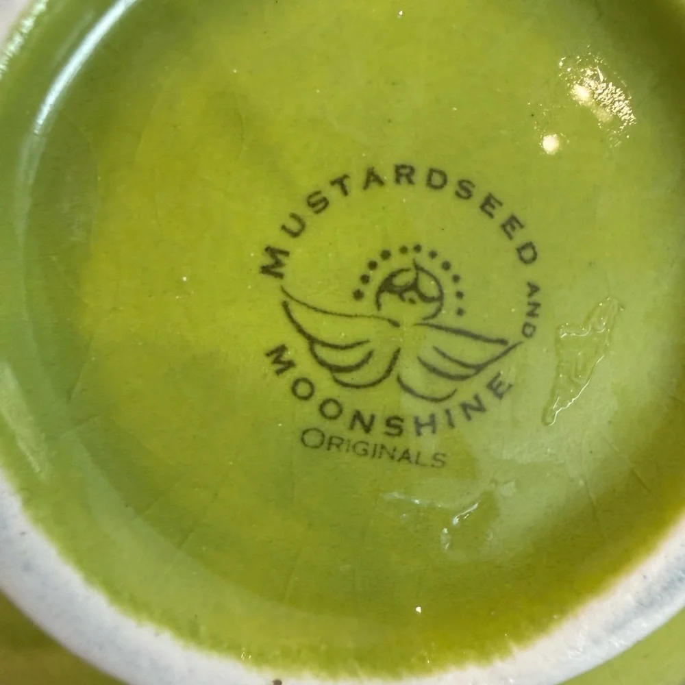 Mustardseed and Moonshine Green and Yellow Ceramic Trinket Bowl